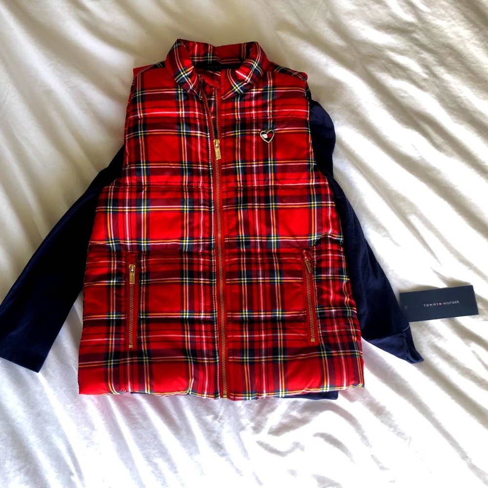 Tommy Hilfiger Puffer vest and long sleeve T- 3T
